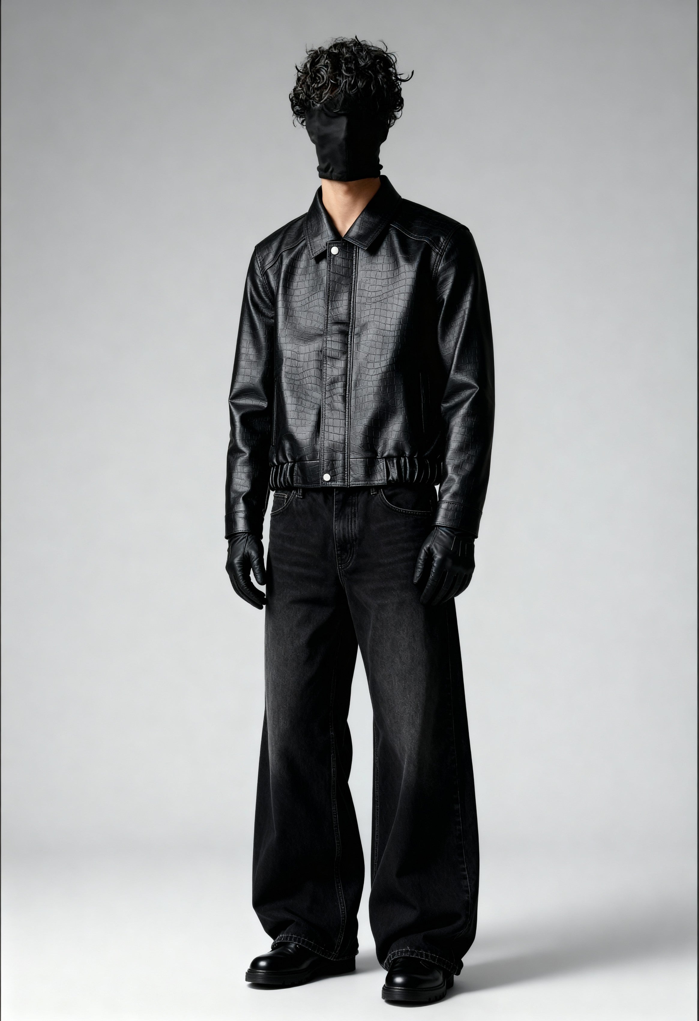 ONYX CROC LEATHER JACKET