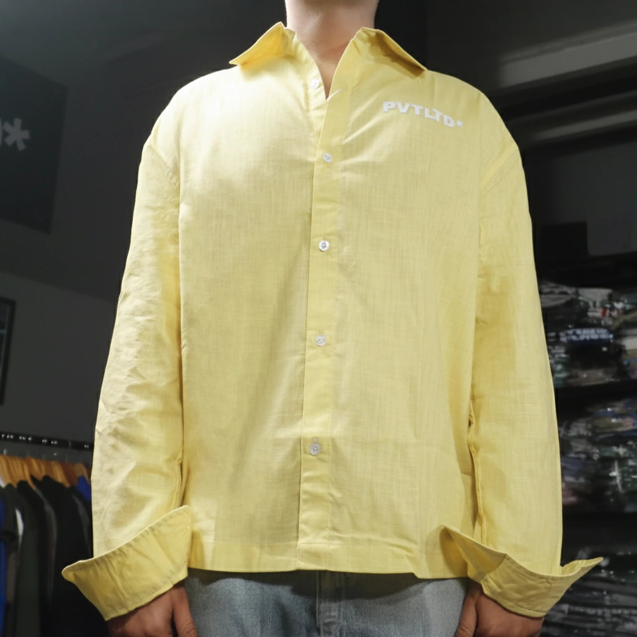 YELLOW LINEN COTTON SHIRT