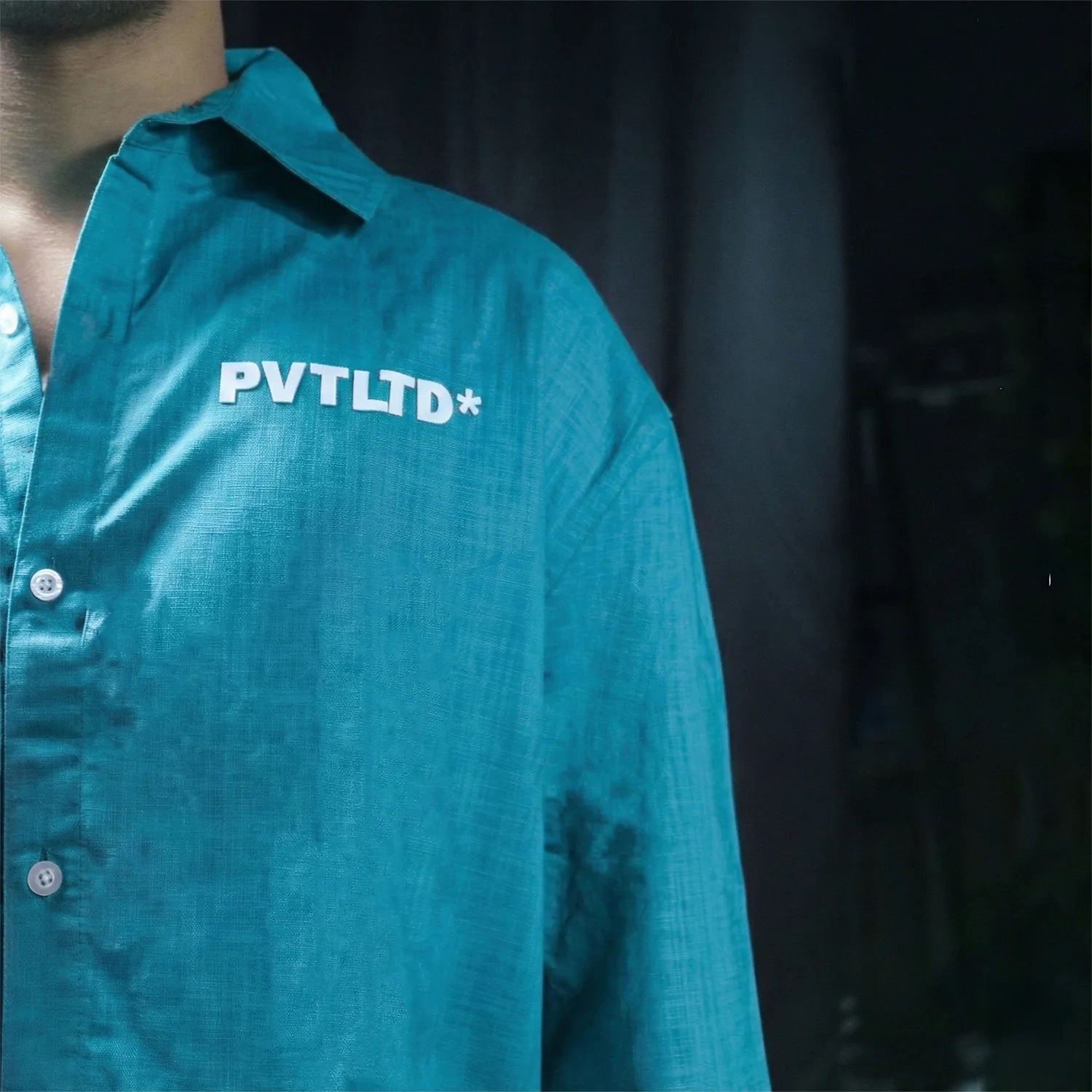 TEAL GREEN COTTON LINEN SHIRT